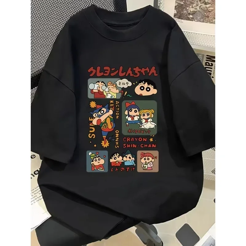 2025 Japanese Style Summer Crayon Shin Chan Cartoon Character T-shirt Harajuku Fashion Cotton Leisure Sexy Women's T-shirt Top - Image 2